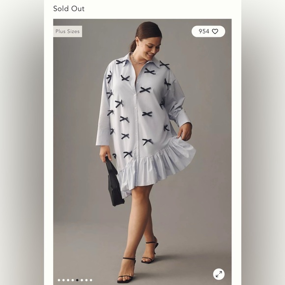 Maeve Long-Sleeve 3D Bows Asymmetrical Mini Dress - Picture 4 of 4